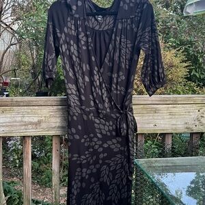 H & M Wrap Dress Size 12 Black And Grey Print Jersey Material